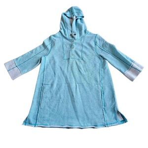 Soft surroundings womens Sz M heather Aqua Bali Beach terry pullover